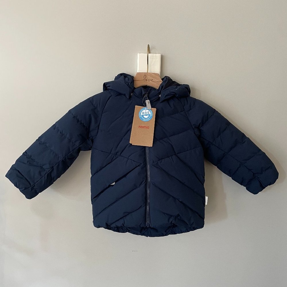 NWT Reima Kupponen Waterproof Down Winter Jacket in Navy - Size 2T